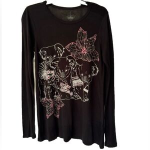 Key Closet Koala Bear Women’s Black Crystal Studded Long Sleeve Size Small